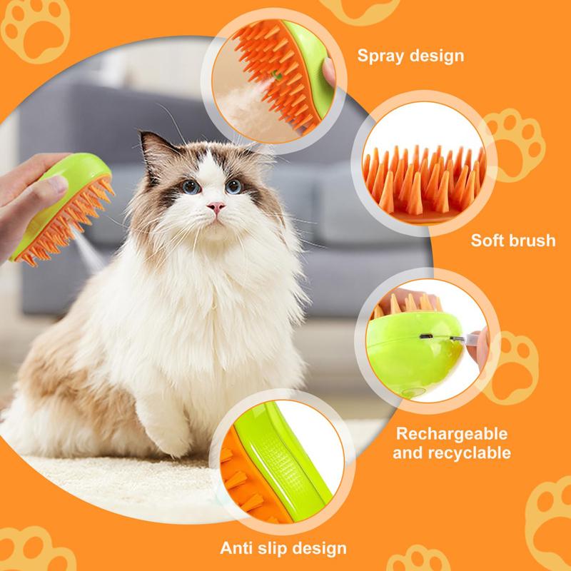 Cat Brush Hair Remover Steam Brush Pets Electric Spray Cats Personal Care Pet Massage Grooming Removing Tangled and Loose Hair