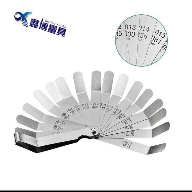 

16-Piece Stainless Steel Feeler Gauge, Elbow Metric/Inch with Integrated Scale, .005-.02 Inch, 0.127-0.508mm Gap Gauge