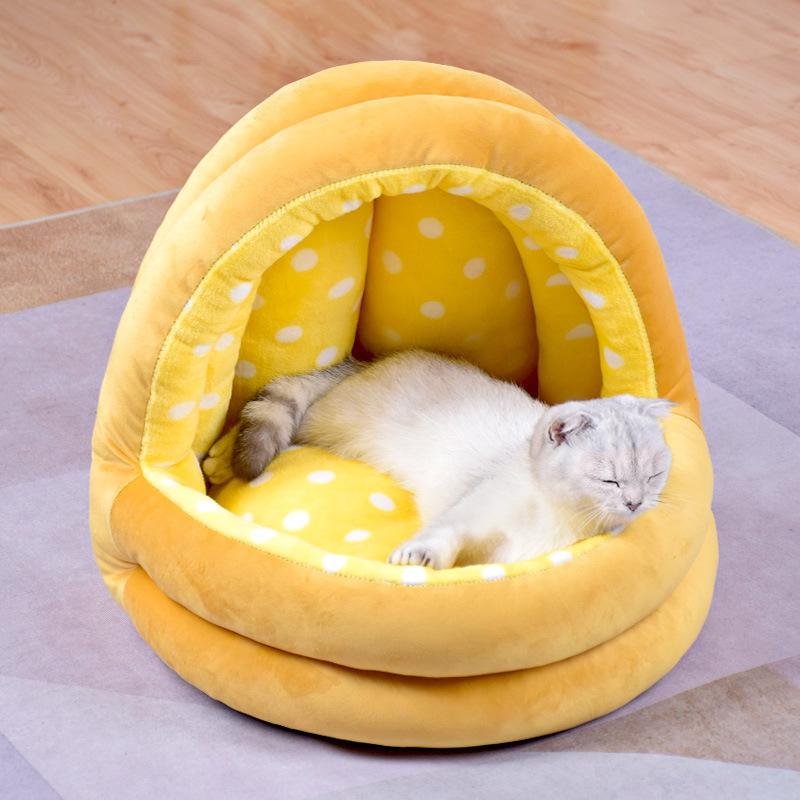 

Осенне-зимняя собачья будка Four Seasons Cartoon Animal Cat Nest Полузакрытое гнездо для домашних животных Съемное и моющееся гнездо для кошек Товары для домашних животных M 44*42*40cm