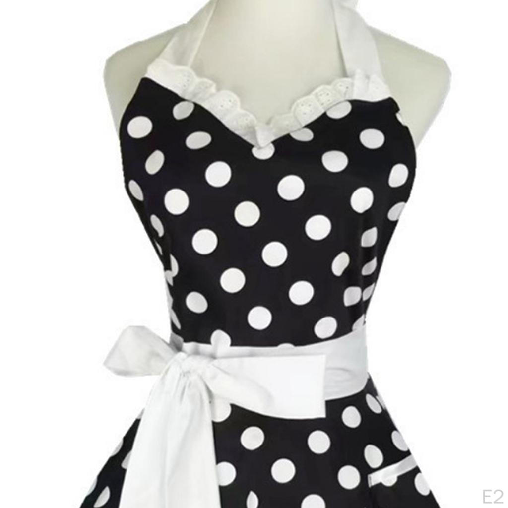 Kitchen Apron Polka Dot Cooking w/ Pocket Retro for Women Girls
