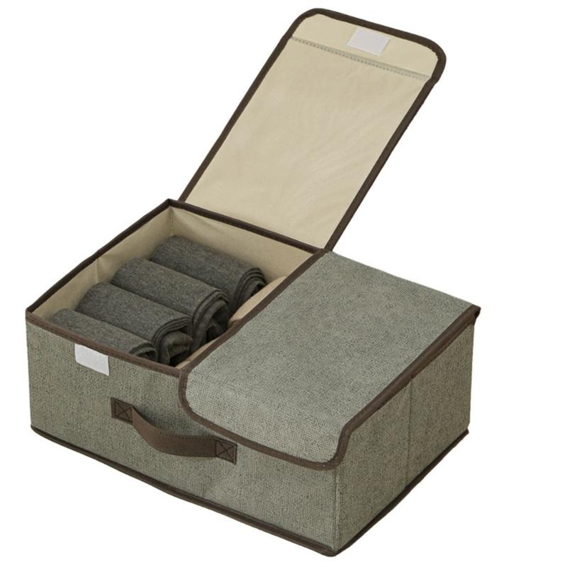 Space Saving Foldable Clothing Organizers Box Nonwoven Fabric Storage Container With Dividers And Protective Cover