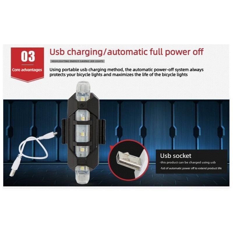 Wiederaufladbares USB-Fahrradrücklicht LED-Sicherheitswarnleuchte Superhell für Nachtfahrten Fahrradzubehör