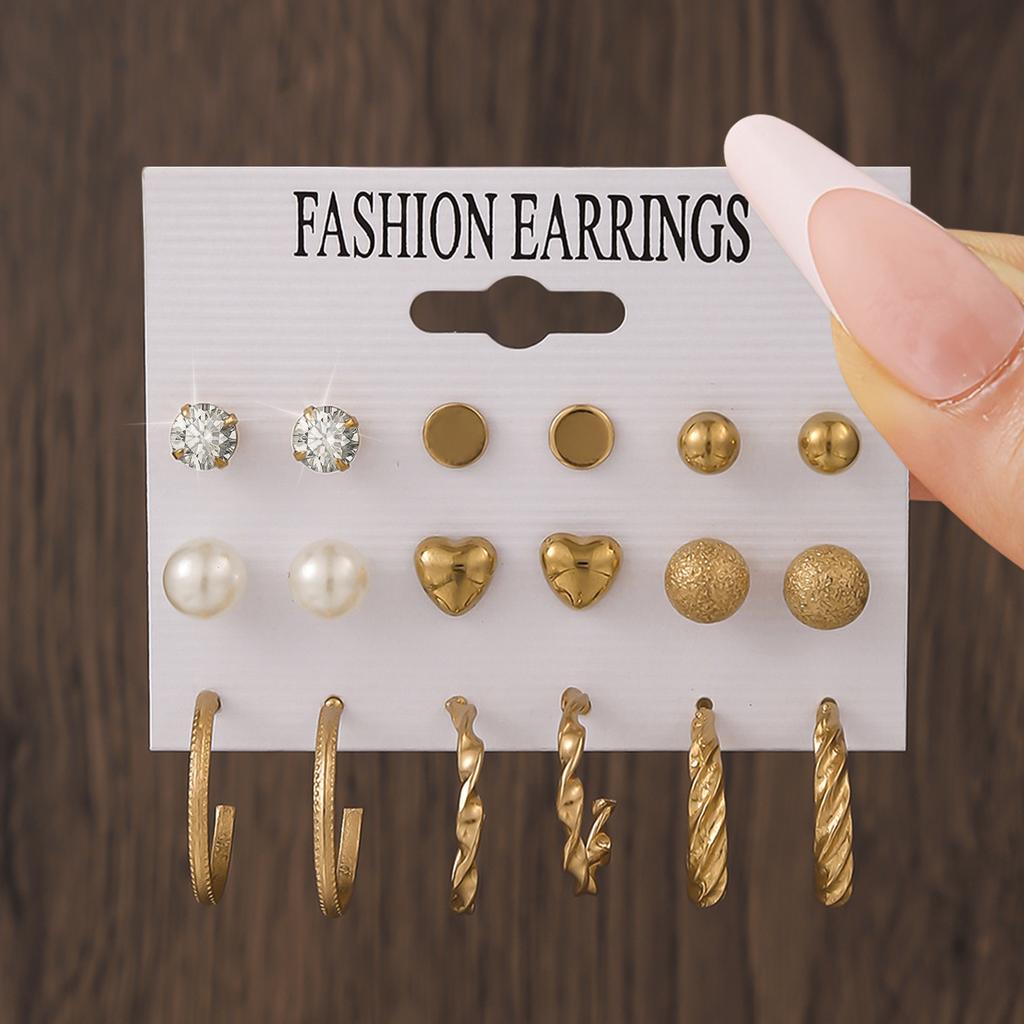 Hot-selling European and American popular jewelry geometric earrings set popular earrings women's ring earrings