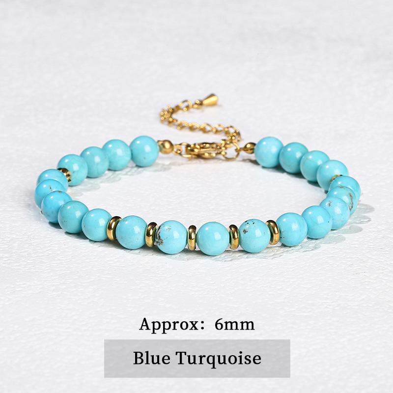 JD Natural Stone Green Aventurine 6mm Round Bead Stainless Steel Bracelet Women Trendy Adjustable Reiki Healing Jewelry Female