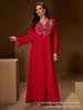 Elegant Rhinestone Long Sleeve V Neck Evening Gown