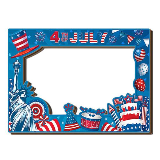 4th of July Independence Day Frame Red Patriotic Photo Frame Wooden Picture White A