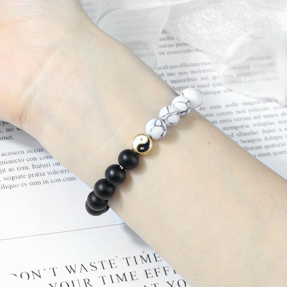 Yin-Yang Tai Chi Frosted Turquoise Beaded Bracelet