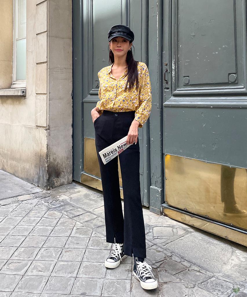 Ppaeppae Domestic Hidden Elastic Front Slit Slacks