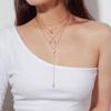 Versatile Cross-Border Alloy Moon Pendant Rhinestone Necklace for Autumn/Winter