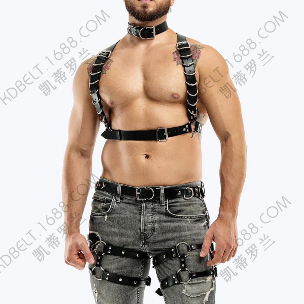 Men'S Fun Leather Shoulder Strap Chest Strap Garter Belt Sm Fun Bondage Belt Bundle Underwear Flirt Sex Toy