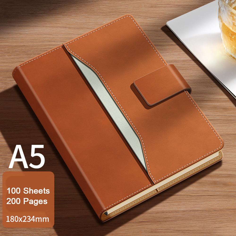 (Logo Can Be Engraved) A5 Leather Student Subject Notebook, Business High-end Loose-leaf Notepad, Buckle Diary, Work Meeting Minutes, Travel Diary
