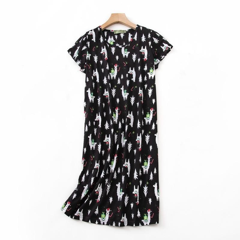 Plus Size Summer Women Nightdress Short Sleeve Cute Cartoon Sleepwear Sweet O Neck Nightgowns Pyjamas Lady's Cotton Sleepdress