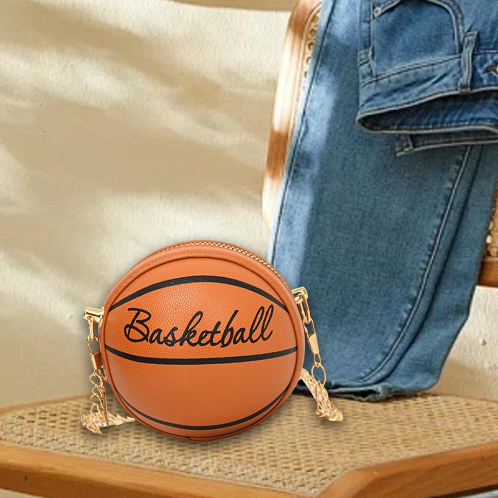 Basketball Shaped Purse Casual Shoulder Bag for Outdoor Commuting Vacation Work