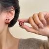 Red Zircon Flower Pearl Luxury Fashion Stud Earrings For Women