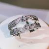 925 sterling silver exquisite double row Entangled ring sparkling zircon ring ladies party birthday jewelry gift