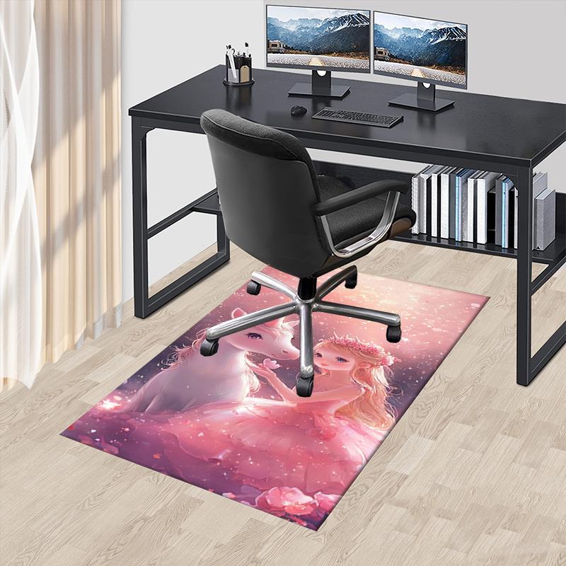 

Unicorn and Princess Chair Mat: Office Carpet, Oversized Rug for Home Decor, Sofa Mat, Desk Pad Gift Suitable for Bedroom, Living Room, Any Room 60cm by 90cm