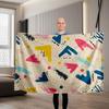 Bunte geometrische Mosaik-Flanell-Druckdecke, geeignet für alle Jahreszeiten, geeignet für Wohnzimmer, Büro, Sofa und Reisen