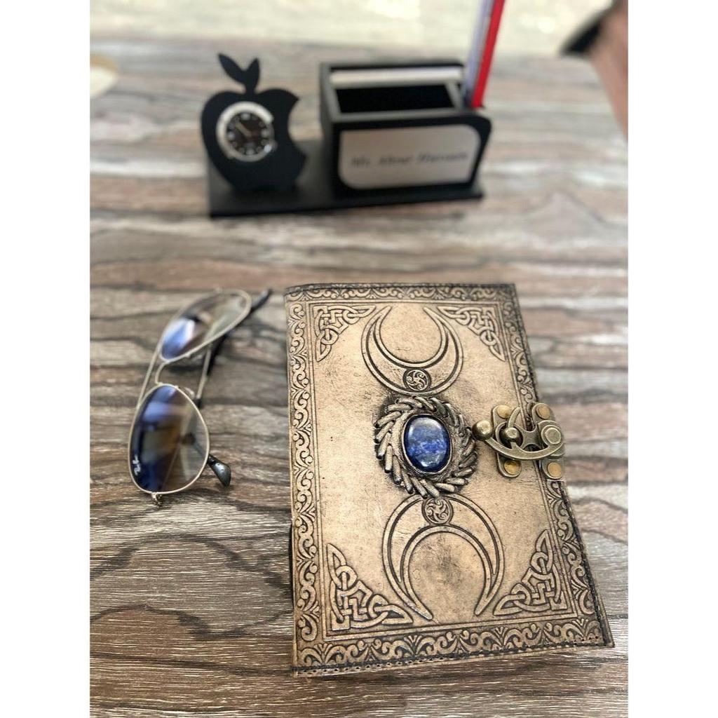 Handmade Stylish Leather Journal Tripal Moon Vintage Decle Paper journal/Office Diary/ for Him/School Diary/Father Day