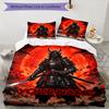 3PC Custom Name Samurai Moon Warrior Bedding Set Duvet Cover Closure Includes 1 Duvet Cover & 2 Pillowcases for Bedroom