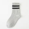 Breathable Striped Kids Socks: Autumn/Winter, Sweat-Wicking, Odor-Resistant, Casual Sports Mid-Calf, Black/White/Gray, Korean Style