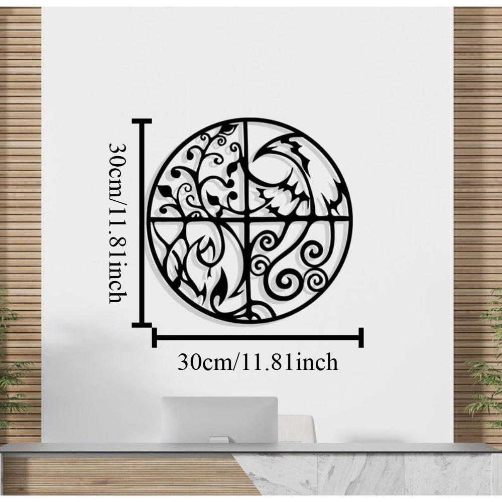 

Avatar Inspired Metal Wall Art Four Elements Air Fire Water Earth Yoga Decor Home Gift 12in чёрный