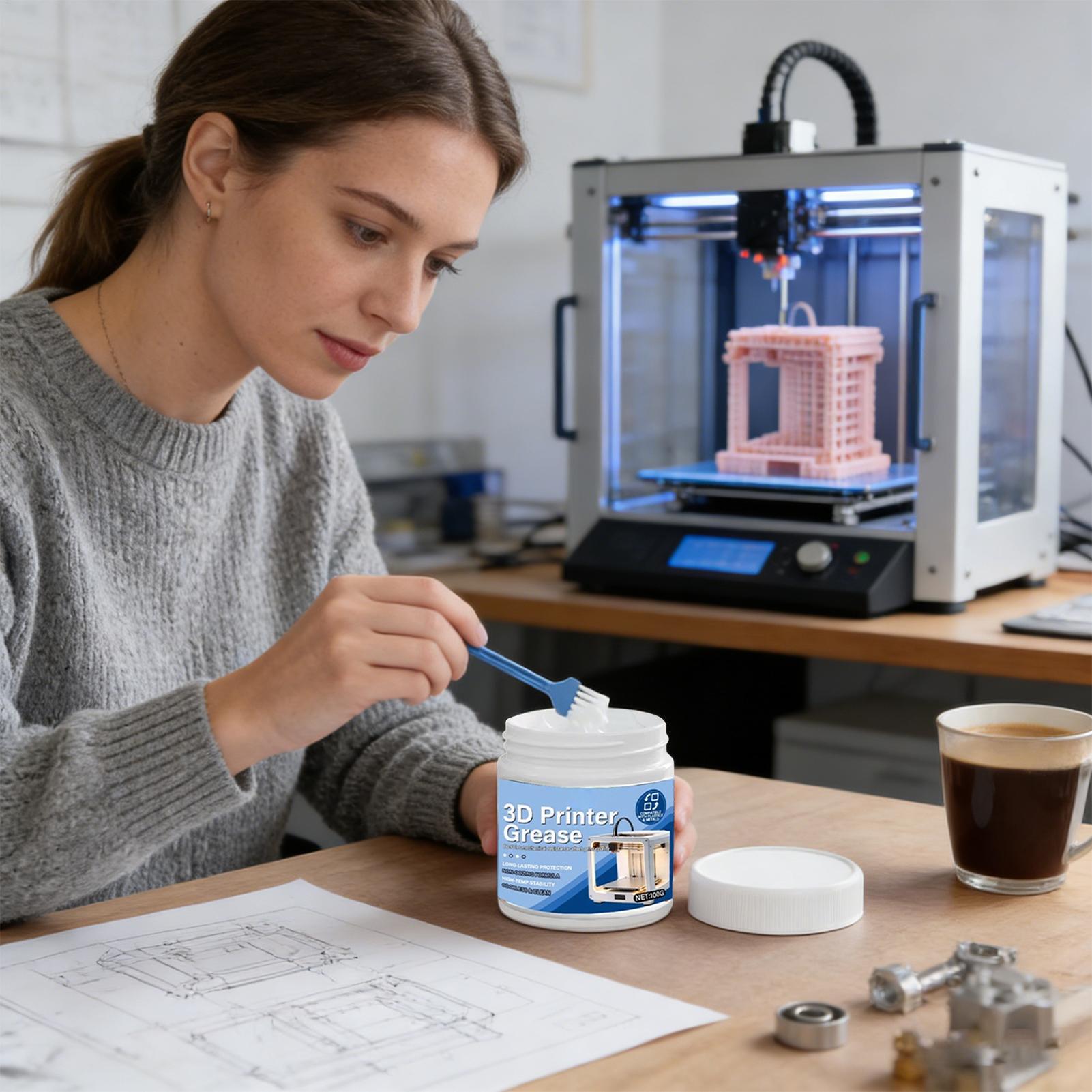 

Смазка для 3D-принтера 100 г Масло для подшипников и двигателей С кисточкой Масло для 3D-принтера для линейных направляющих Машины Бытовое Рабочее место CN