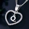 Heart Letters 26 Love Crystal Women Silver Plated Chain Jewelry Necklace