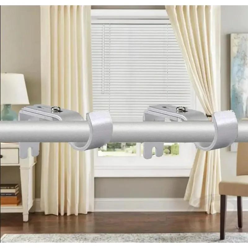Curtain Rod Brackets for Adjustable, Premium Rod Bracket for Walls, Drapery Rod Holders Hardware Window Curtain Rod Support Hang