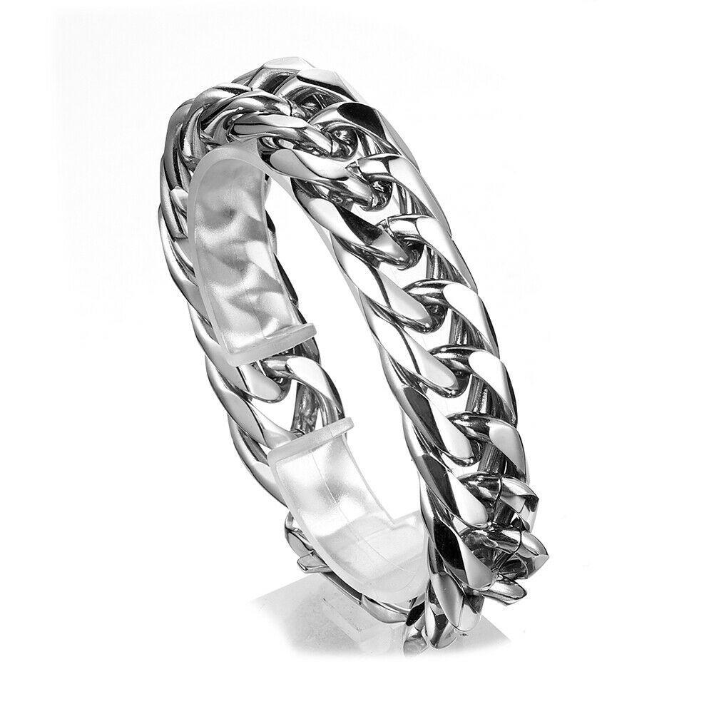 Simple Double Six Titanium Steel Stainless Steel Unisex Whip Chain Silver Bracelet European American Hip Hop Style