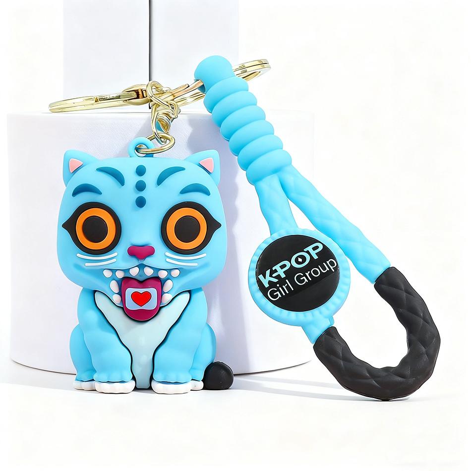 Kpop Devil Hunter Keychain, Tiger Character PVC Figure Keychain, Cute Harajuku Style Key Ring for Kids & Fans ChristmasGift