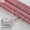 925 Sterling Silver Heart-shaped Hollow Pendant Necklace Fashion Wedding Jewelry