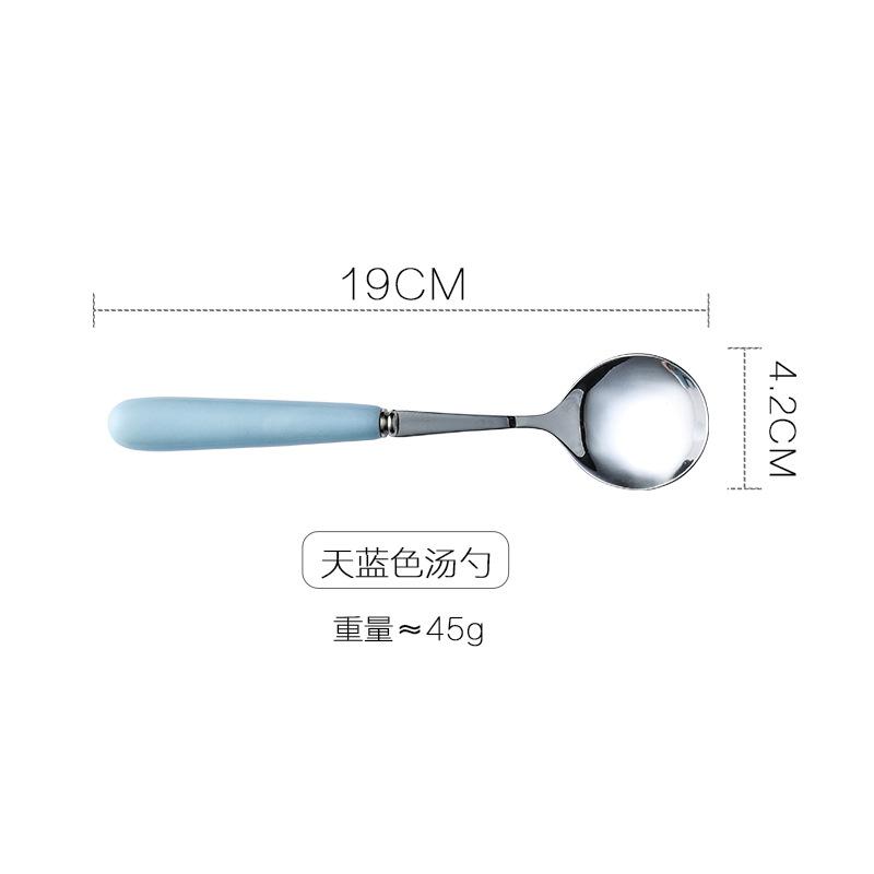 Clearance, Ceramic Handle Stainless Steel Rice Spoon, Ice Cream Spoon, Food Spoon, Small Household Spoon, Western Spoon, Steak Fork