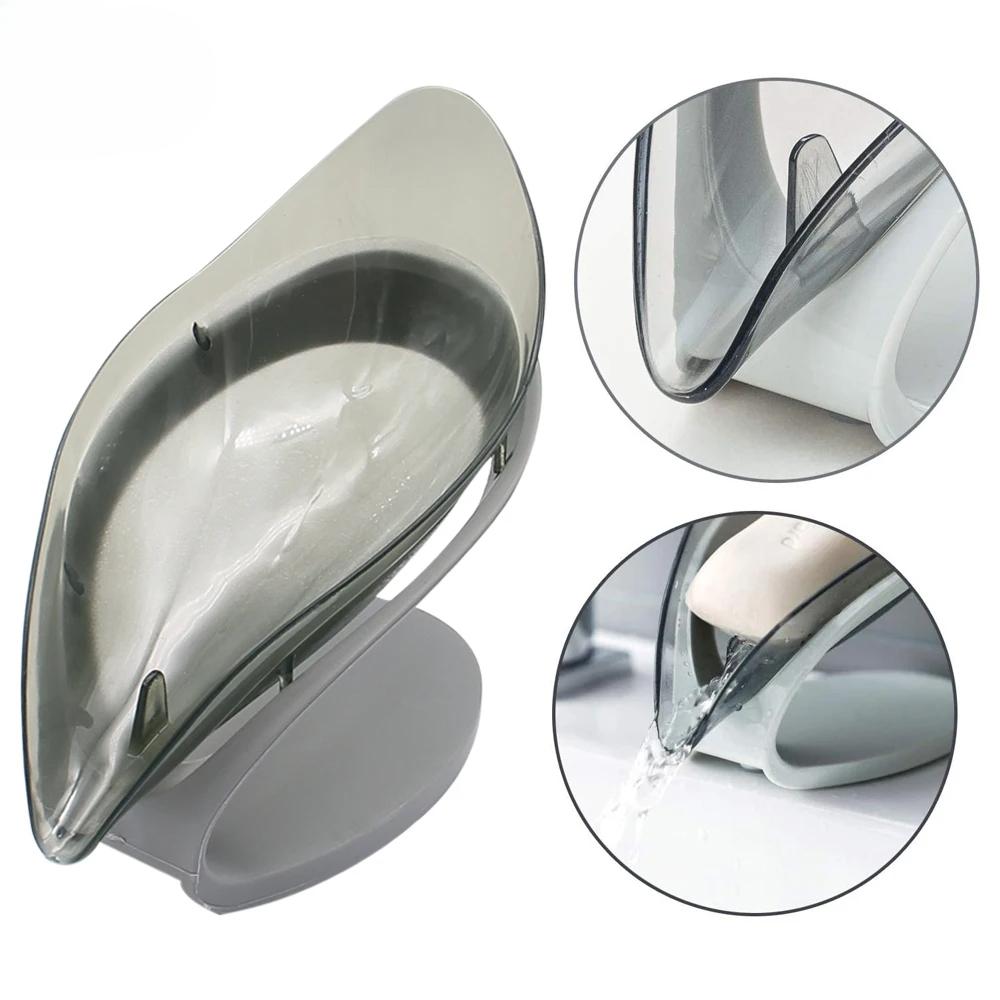 Leaf Shape Bathroom Soap Holder Dish Soap Kitchen Sponge Soap Box Storage Non-slip Drain Soap Case Container Bathroom accessory
