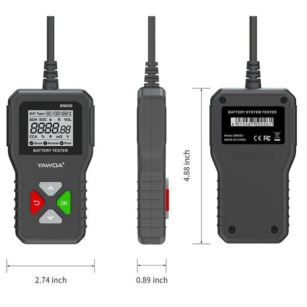 BM550 Car Battery Tester 6V 12V 24V 100-2000 CCA Battery System Detect Auto Battery Analyzer Car Battery Tool PK KW208