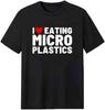 Men's Cotton Unique Humorous Eating Microplastics Graphic Print T-Shirt - Soft Short Sleeve Tee