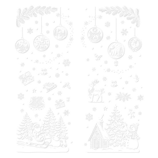 Holiday Static Window Stickers 9 Sheets Christmas Stickers, Reusable Snowflake Santa Claus Reindeer Large Collage Decor Decals for Glass Decoration,