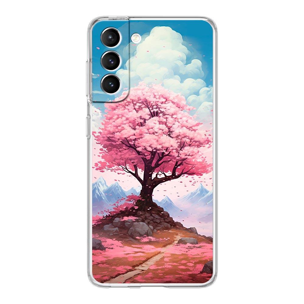 Cherry Blossom Tree Phone Case For Samsung Galaxy S24 S23 S22 S20 Ultra S21 FE 5G S10 S9 Plus S10E S8 Soft Silicone Clear Cover