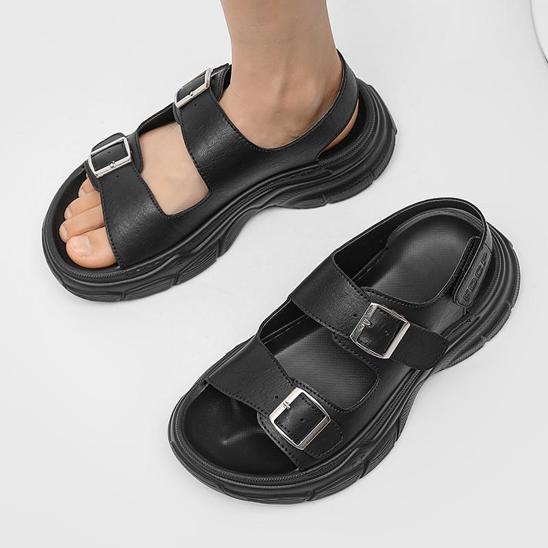 Fashion Outdoor Beach Flats Hollow Out Male Sandaly Casual Leather Men's Sandals Lightweight Summer Shoes Non-Slip Dual-Purpose Shoes
