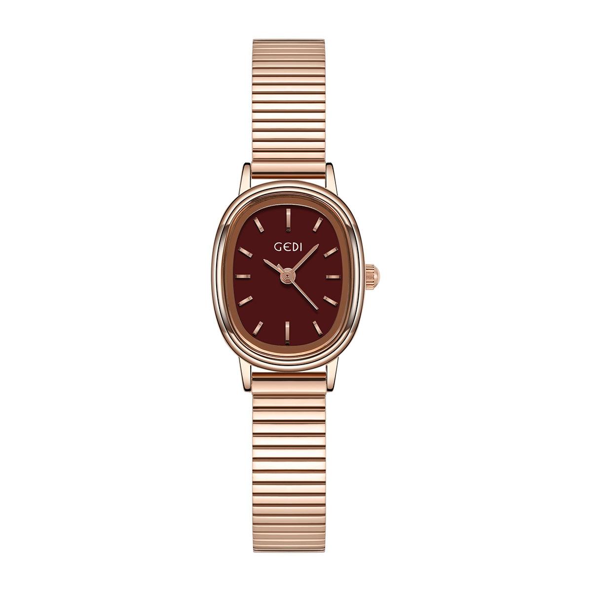 

Oval Small Women S Watch Niche Minimalist Design Cold Wind Exquisite Quartz Watch Retro Green бордовый