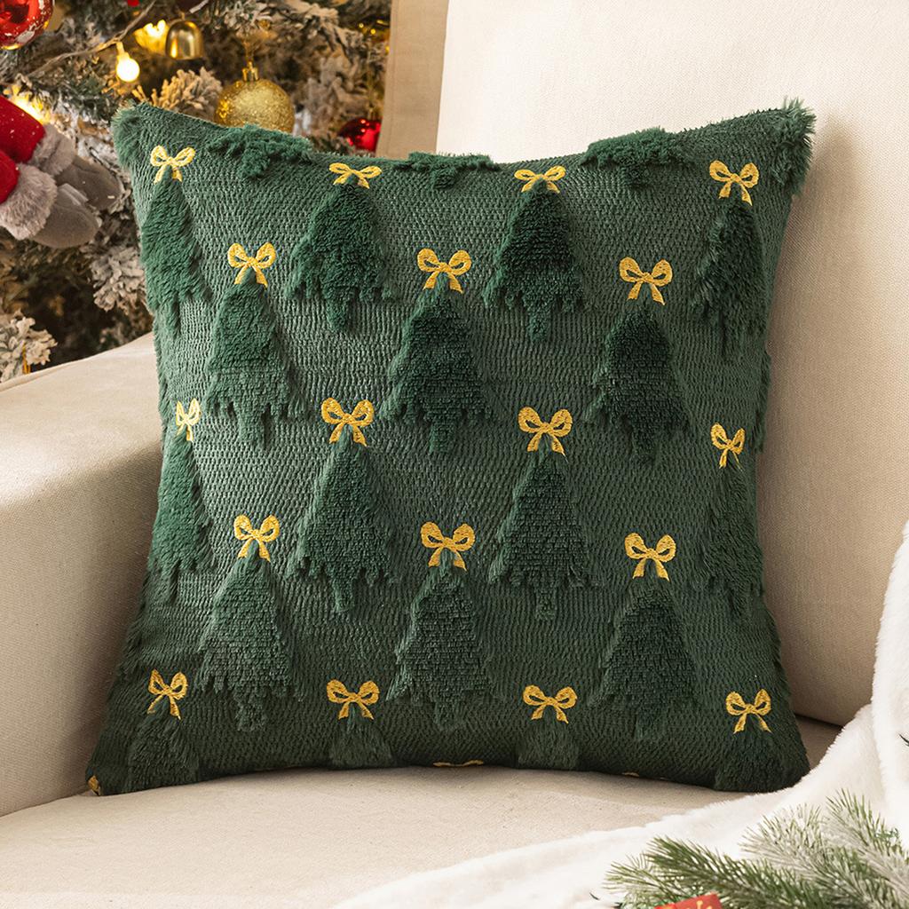Christmas Embroidered Circle Yarn Pillow Sofa Pillow Cushion Decorative Pillow Cover Without Core