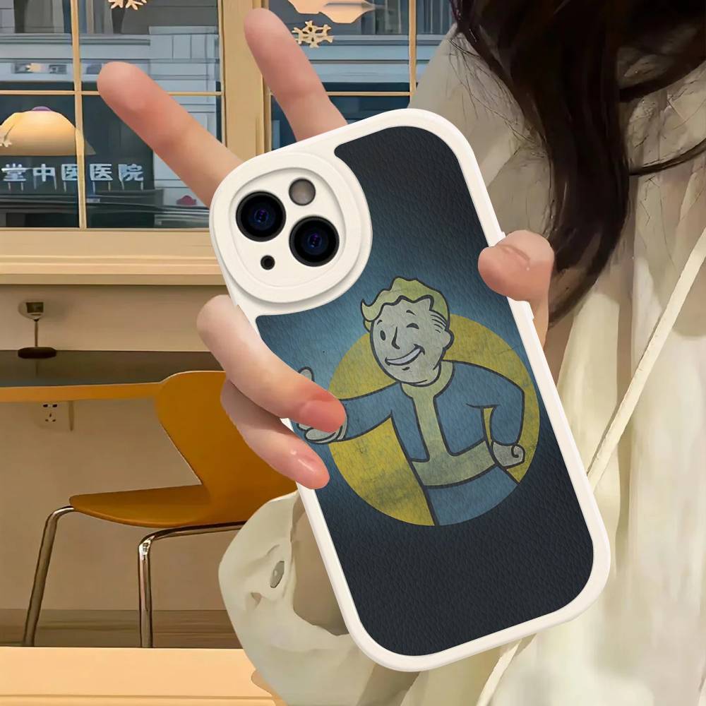 V-Vault-Tec F-Fallout Logo Phone Case Hard Leather For IPhone 16 15 14 13 Mini 11 12 Pro Max Plus Fundas