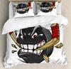 Ice Hockey Duvet Cover Set Twin Hockey Sport Player Bedding Set Winter Extreme Sport Game Polyester Comforter Cover Set King