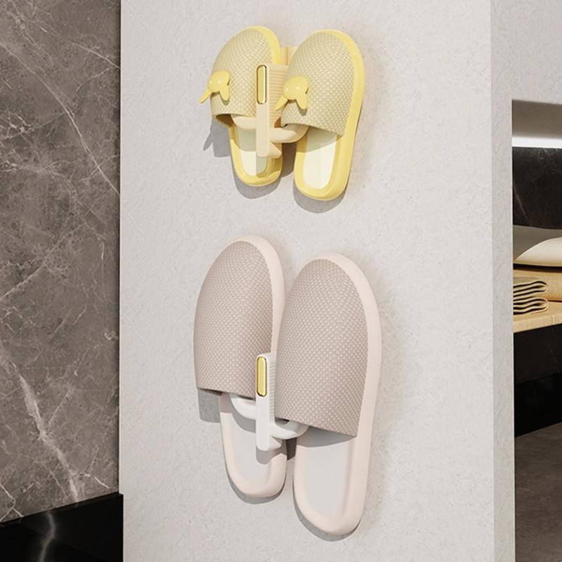 Practice Wall Mounted Euphorbia Shoe Shelf Adhesive Bathroom Storage Planner for Drying Flipflops