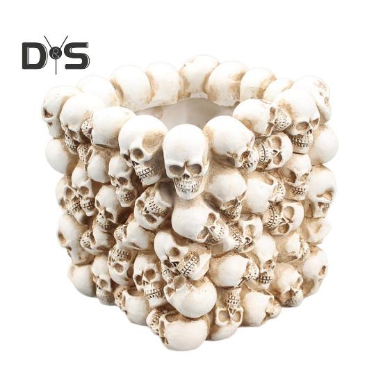 

Держатель для ручек в форме черепа, органайзер для кистей для макияжа, большая вместимость, туалетный столик, офисный стол, ящик для хранения, украшение на Хэллоуин белый