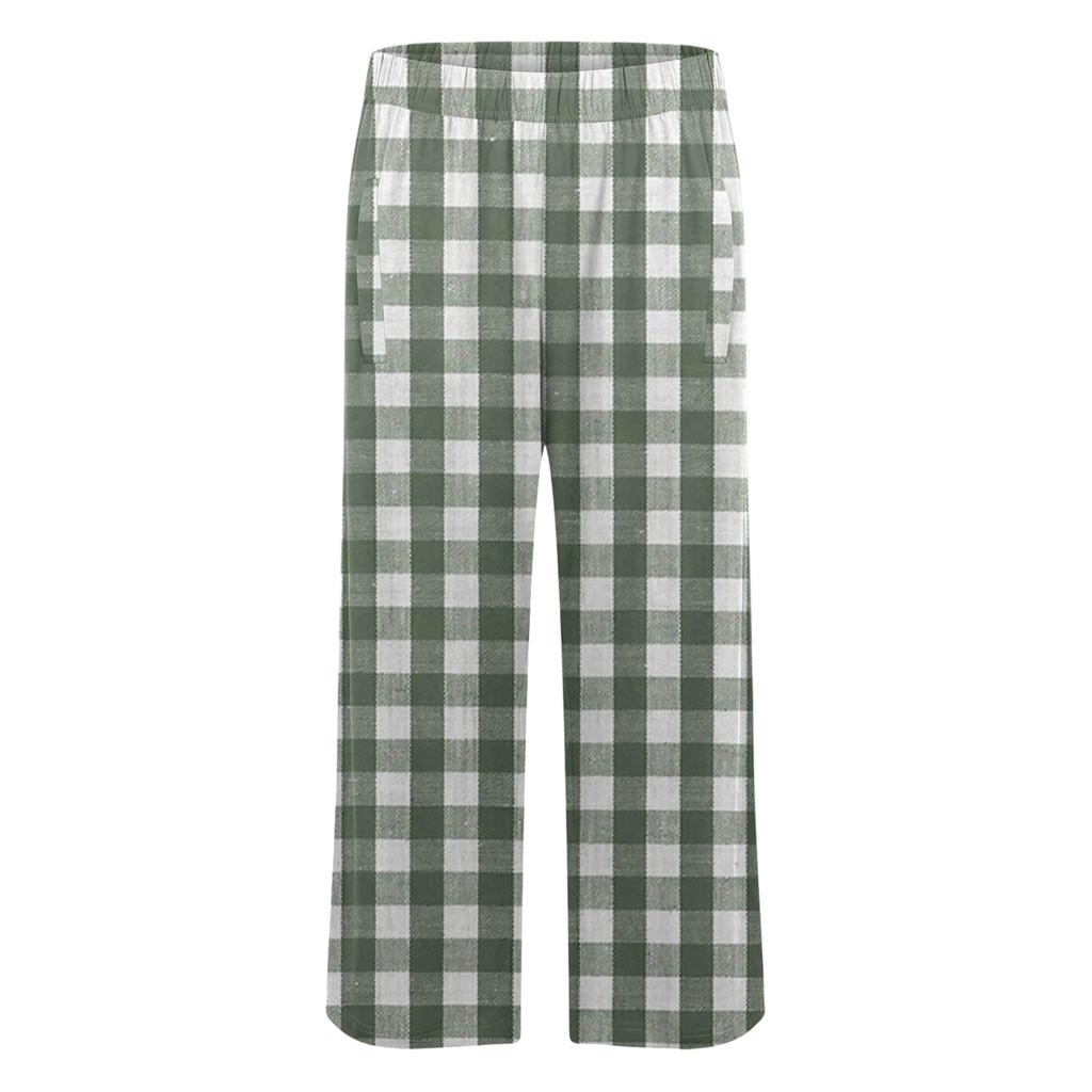 Pantaloni Capri da Donna per il Recupero Post-Chirurgico con Apertura Laterale, Vita Elastica, Leggeri, Comodi, Vestibilità Larga, Fantasia a Quadri