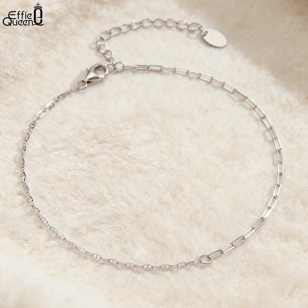 Effie Queen Fashion Simple Paperclip Link Chain Anklet 925 Sterling Silver Sexy Beach Bare Foot Chain Bracelet Jewelry Gift SA26