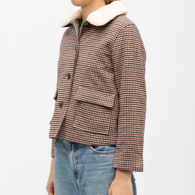 Beige Check Short Jacket with Nattie Collar Woman LA PETITE ETOILE
