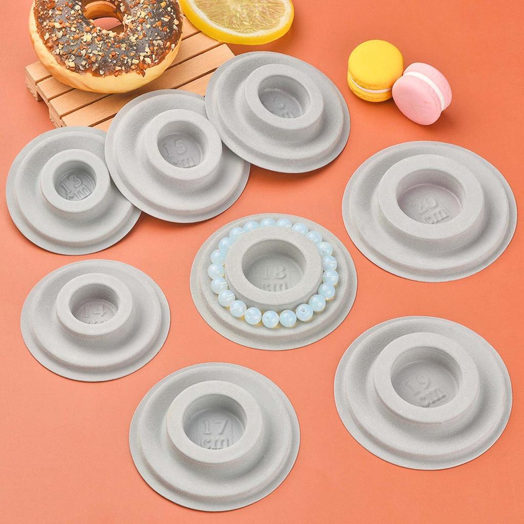 8pcs Flocked Bead Board Bracelets Beading Organizer Round Artistry Tray Measuring Tool for DIY Jewelry Making Accessory