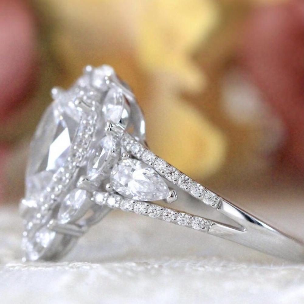 New European and American Accessories, Water Drop Gemstone Ring, Fashion Silver-plated Jewelry