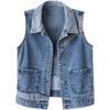 Trendy Striped Denim Vest Women Short Jacket Slim Fit Casual Spring Fall Fashion